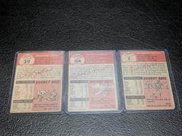 1953 Topps baseball: Jackie Robinson (poor to fair), Phil Rizzuto (fair to good), Hal Jeffcot (good)