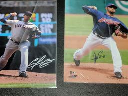 Cleveland Indians color 8X10 grouping: signed and in holders: Kluber, Salazar, Carrasco (silver shar