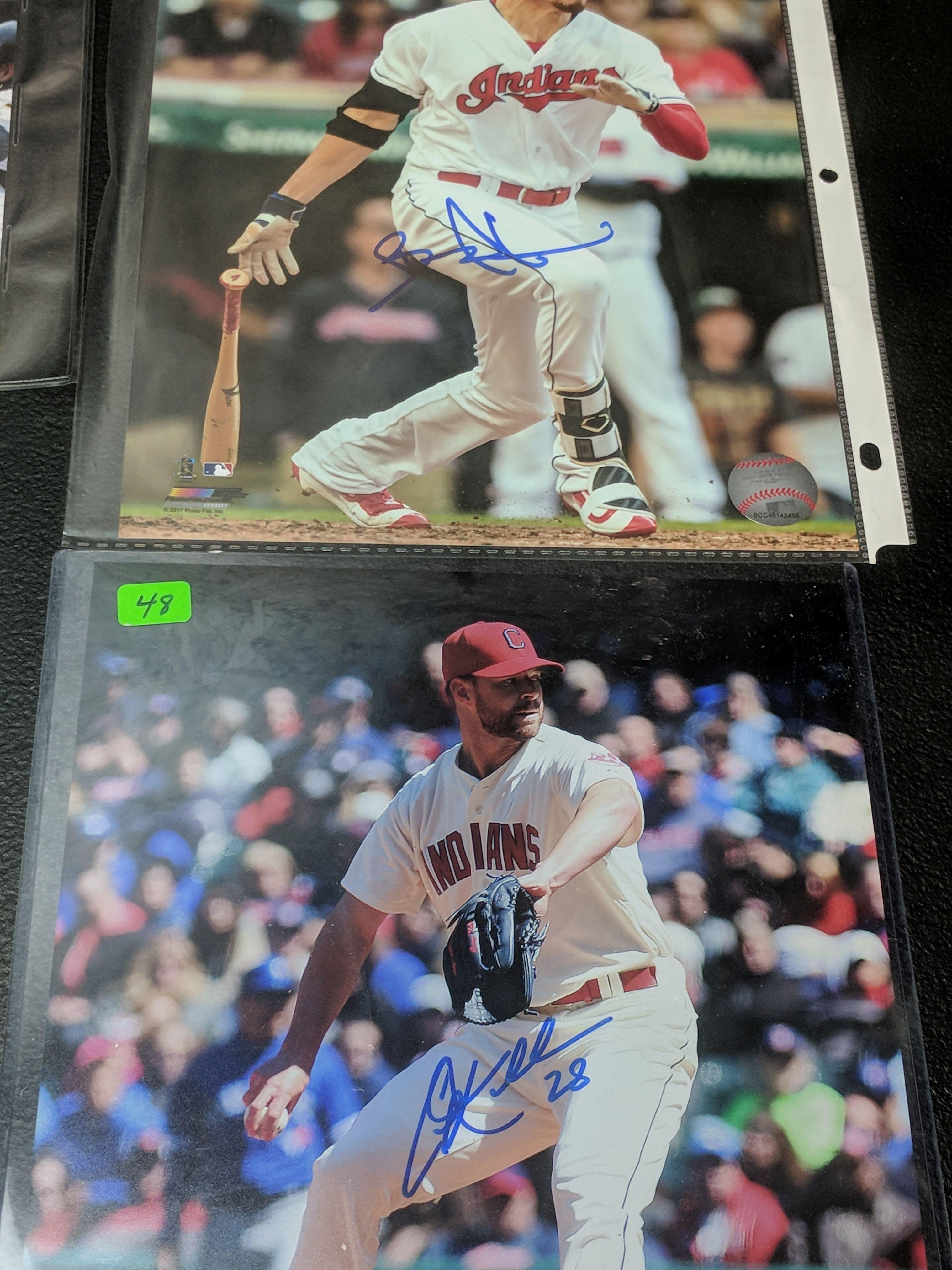 Cleveland Indians color 8X10 grouping: signed and in holders: Kluber, Salazar, Carrasco (silver shar