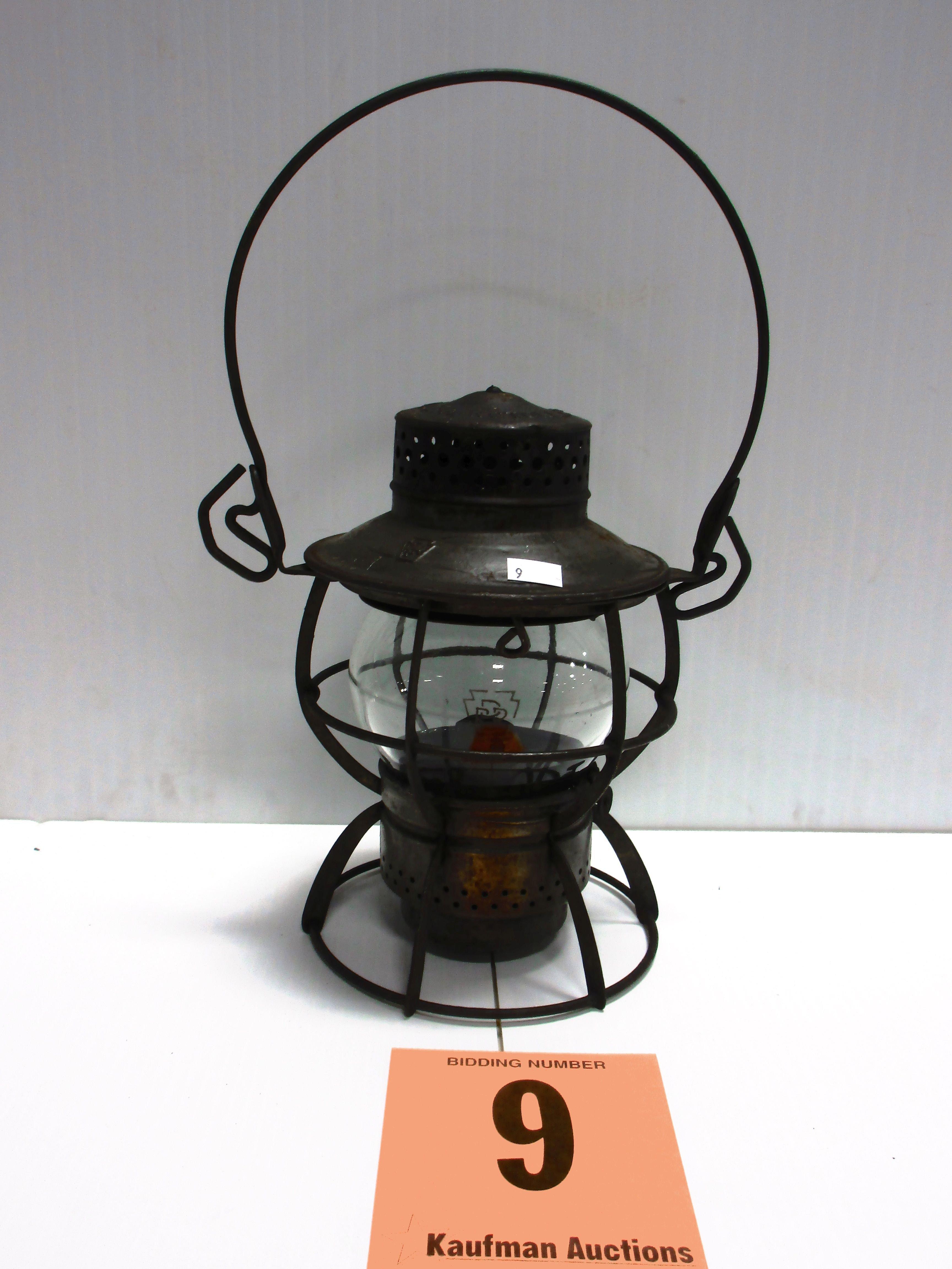 DRESSEL ARLINGTON P.R.R. LANTERN WITH P.R.R. MARKED  GLOBE RARE FIND