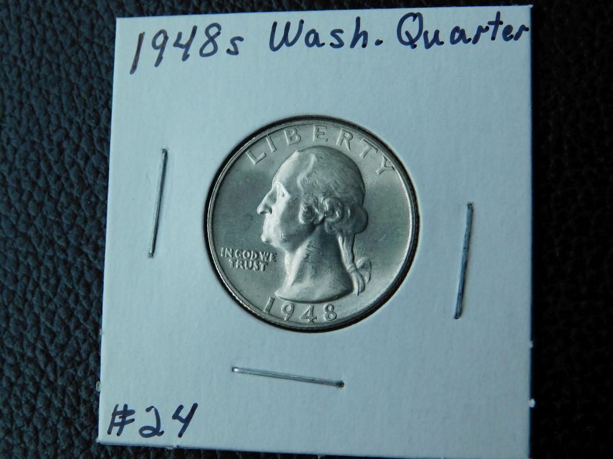 1948S WASHINGTON QUARTER (SHARP) BU