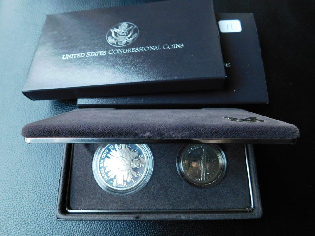 1989 U.S. CONGRESSIONAL 2-COIN SET IN HOLDER PF