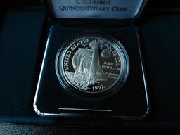 1992 COLUMBUS QUINCENTENARY COM. SILVER DOLLAR IN HOLDER PF