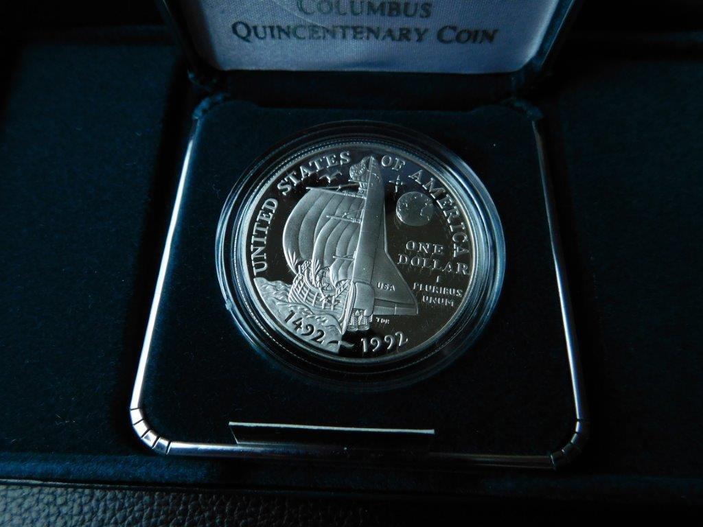 1992 COLUMBUS QUINCENTENARY COM. SILVER DOLLAR IN HOLDER PF