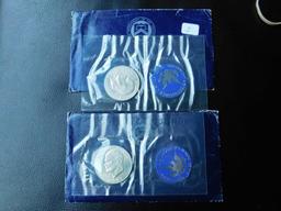 2-1971 SILVER IKE DOLLARS IN BLUE ENVELOPES BU