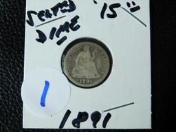 1891 SEATED DIME AG