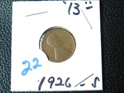 1926S LINCOLN CENT VF