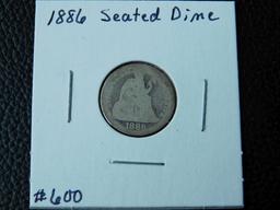 1886 SEATED DIME AG