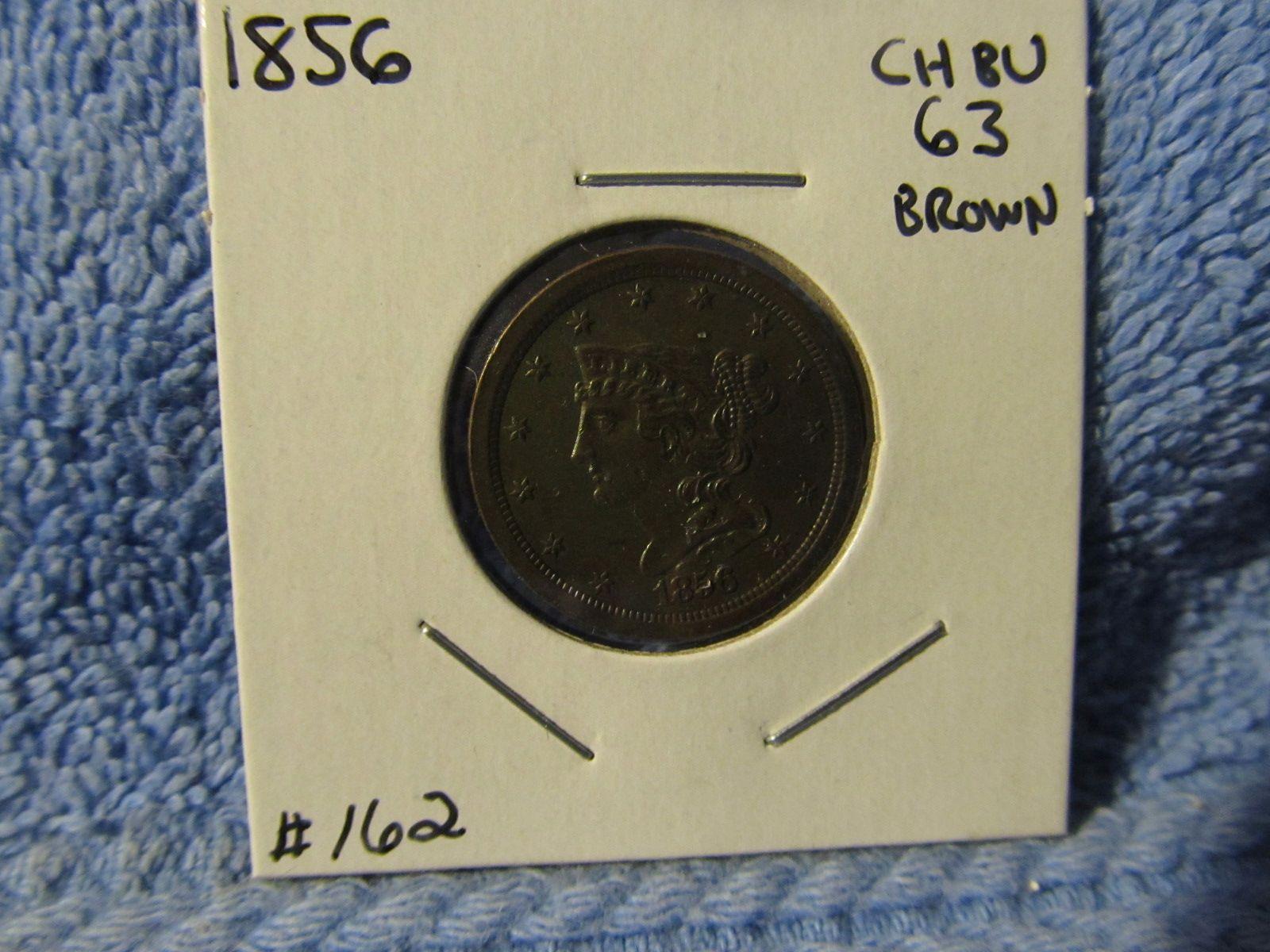 1856 HALF CENT BU-BROWN