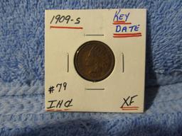 1909S INDIAN HEAD CENT KEY DATE XF