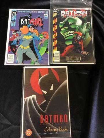 The Batgirl Adventures issue 12, Batman Detective comics issue 737 and a coloring book