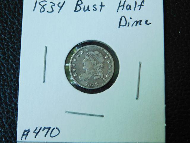 1834 BUST HALF DIME (NICE TYPE COIN) VF