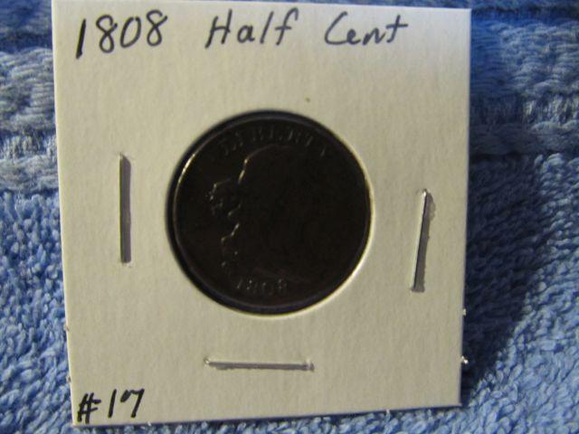 1808 HALF CENT VF+