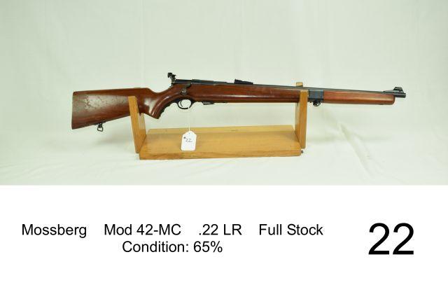 Mossberg    Mod 42-MC    Cal .22 LR    Full Stock    Condition: 65%