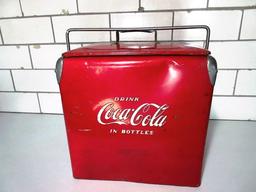 COCA COLA COOLER NICE WITH A FEW DENTS GOOD PIECE