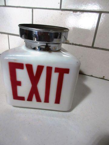 EARLY MILK GLASS EXIT SIGN