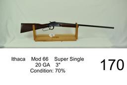 Ithaca    Mod 66    Super Single    20 GA    3”    Condition: 70%