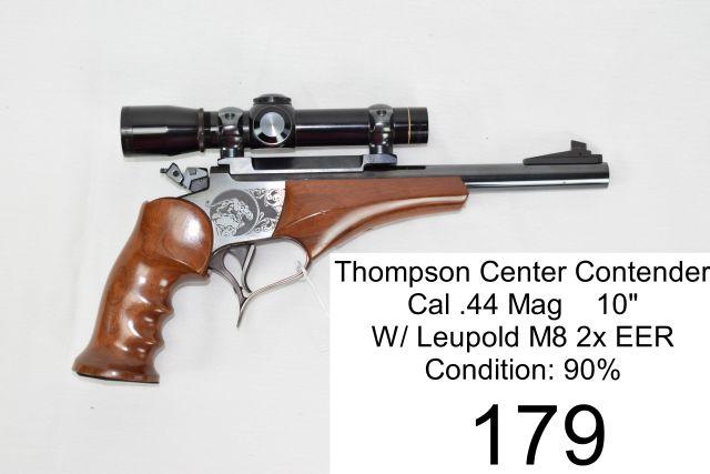 Thompson Center Contender    Cal .44 Mag    10”    W/ Leupold M8 2x EER    Condition: 90%
