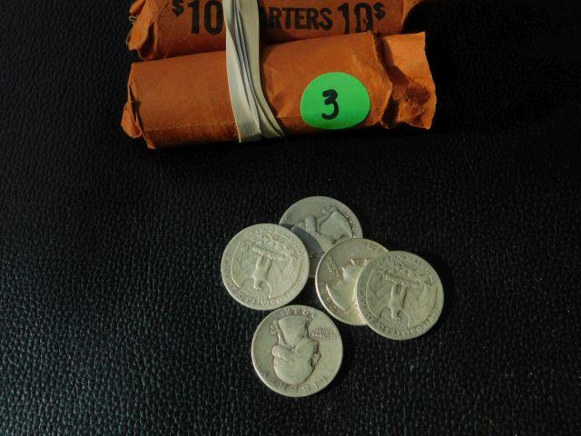 2 ROLLS OF SILVER WASHINGTON QUARTERS