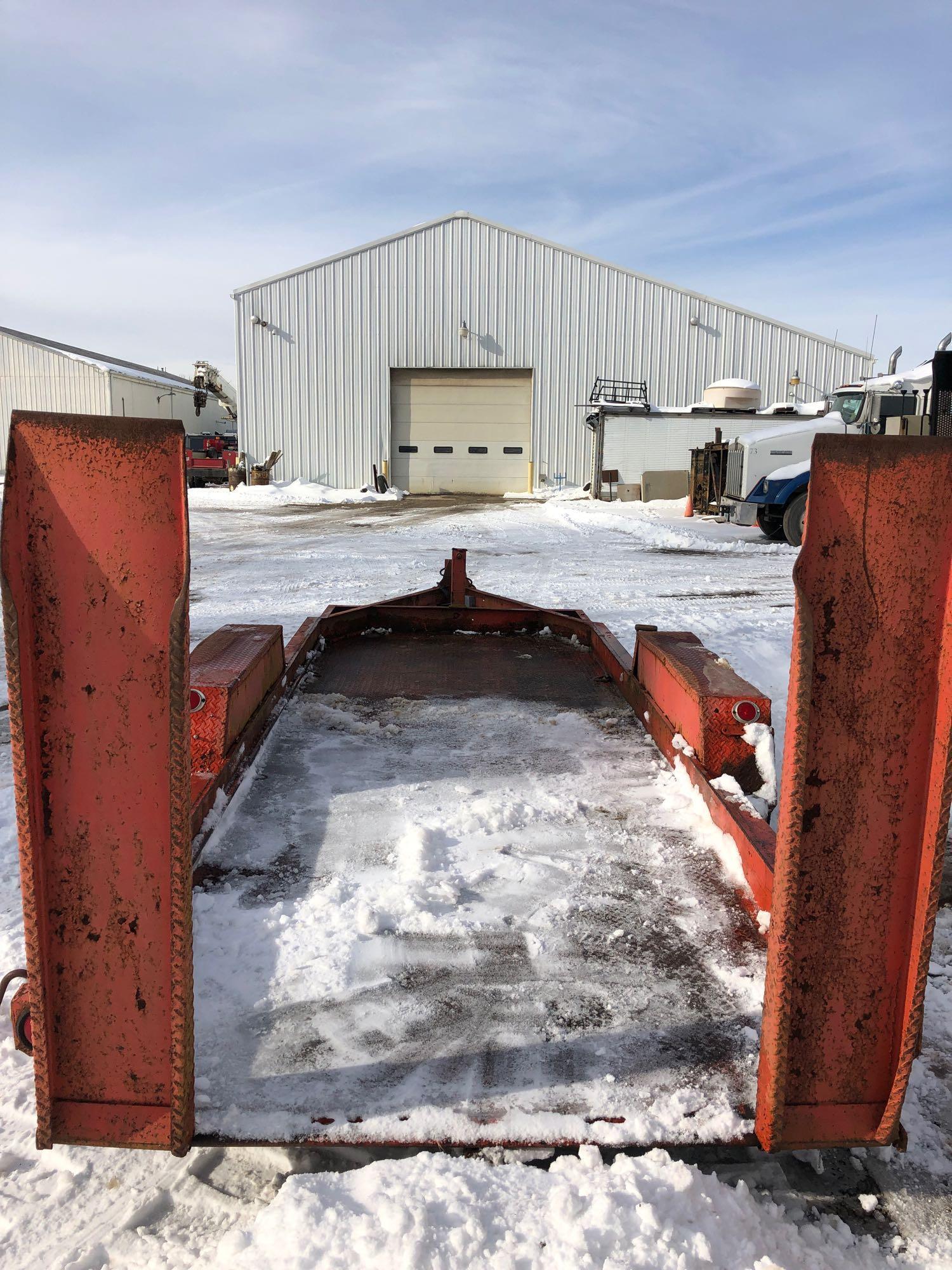 Trail-all bumper hitch trailer 17 ft x 73 in, diamond plate steel floor, folding metal ramps, Pintle