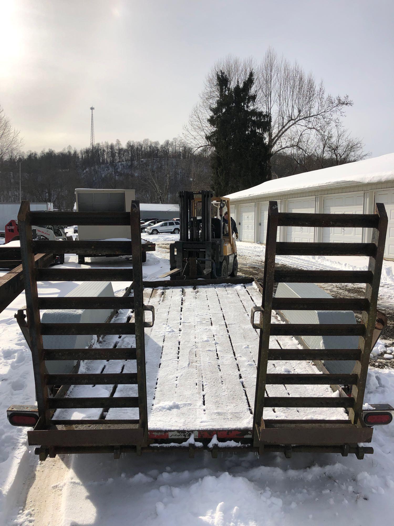 14 ft x 75 in bumper hitch trailer, wood floor, metal ramps, pintle hitch, untitled