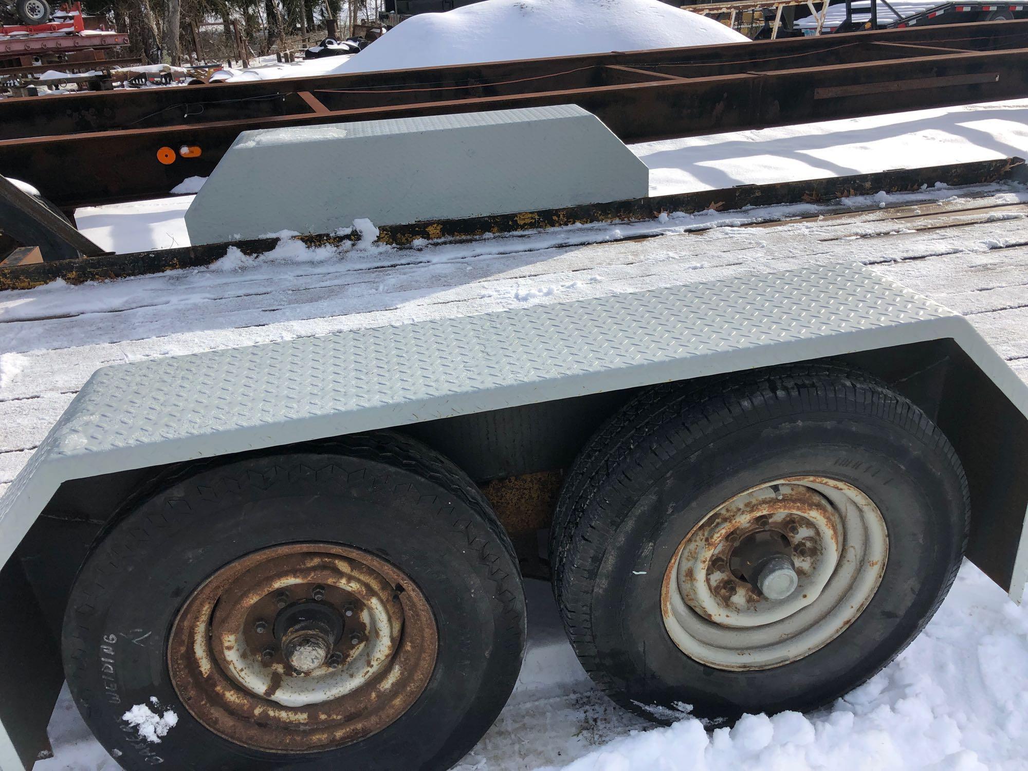 14 ft x 75 in bumper hitch trailer, wood floor, metal ramps, pintle hitch, untitled