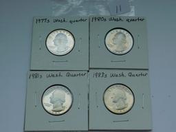 1977S,80S,81S,83S, WASHINGTON QUARTERS (4-COINS) PF