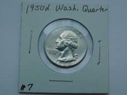 1950D WASHINGTON QUARTER BU