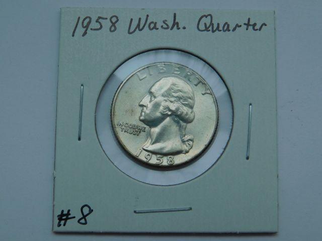 1958 WASHINGTON QUARTER BU