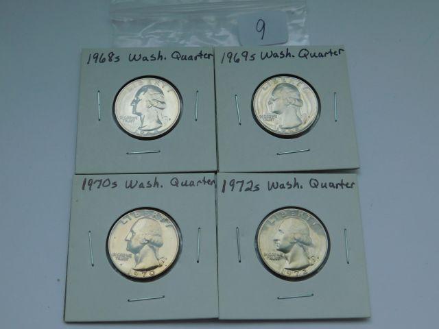 1968S,69S,70S,72S, WASHINGTON QUARTERS (4-COINS) PF