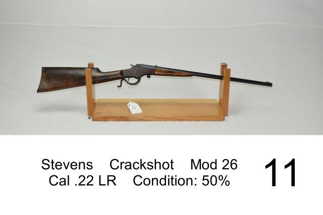 Stevens    Crackshot    Mod 26    Cal .22 LR    Condition: 50%