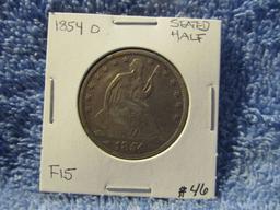 1854O SEATED HALF F