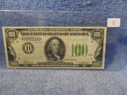 1934 $100. FEDERAL RESERVE NOTE CLEVELAND, OH. AU