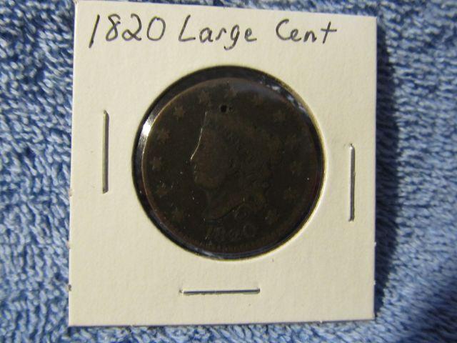 1820 LARGE CENT (OBV. DIG) VG