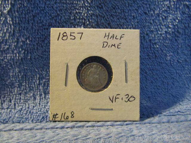 1857 SEATED DIME VF+