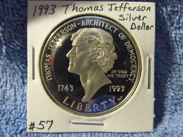 1993 THOMAS JEFFERSON SILVER DOLLAR PF