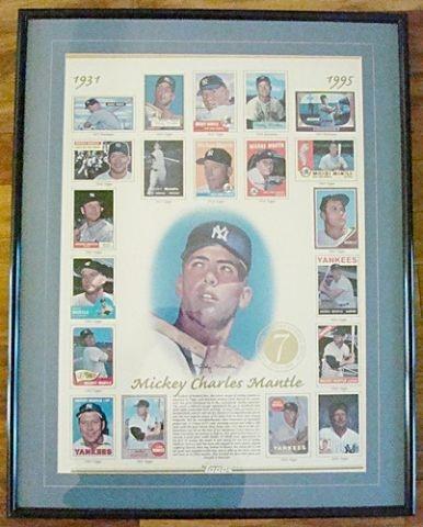 Beautiful 1995 Topps Mickey Charles Mantle Ltd edition framed poster