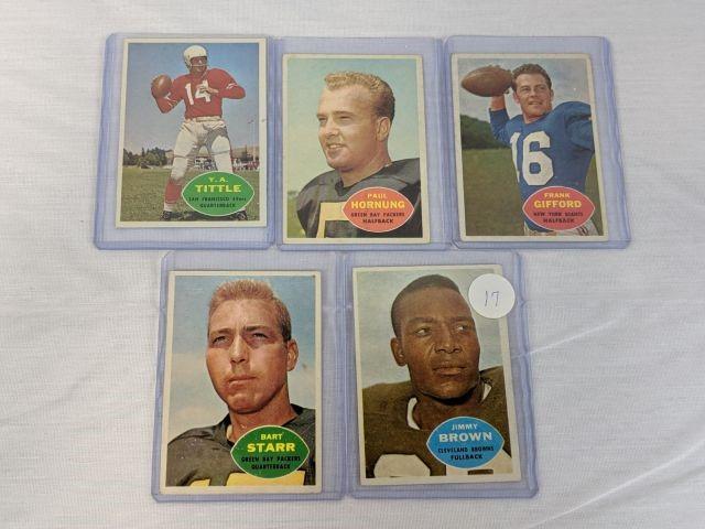 1960 Topps Football Star lot of 5 w/Jim Brown,