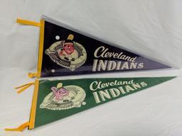 Cleveland Indians Full-Size Vintage Wahoo Pennants - Lot of 2