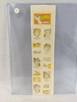 Baseball Tattoos Uncut Sheet w/Clemente & Munson