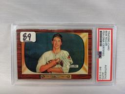 1955 Bowman #134 Bob Feller Signed - PSA/DNA