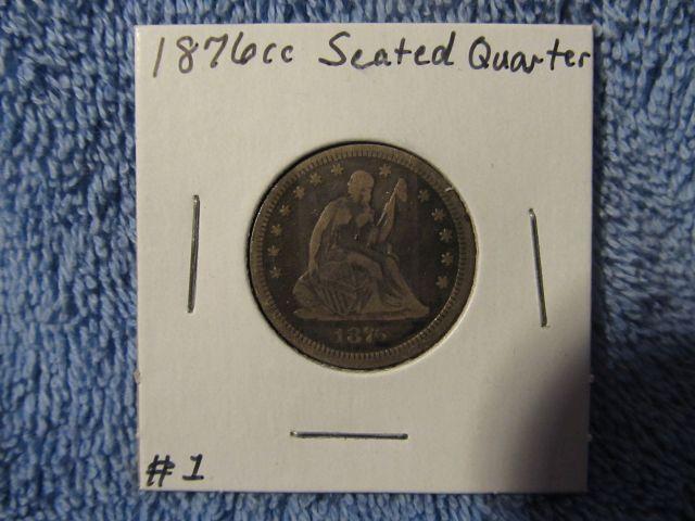 1876CC SEATED QUARTER VF