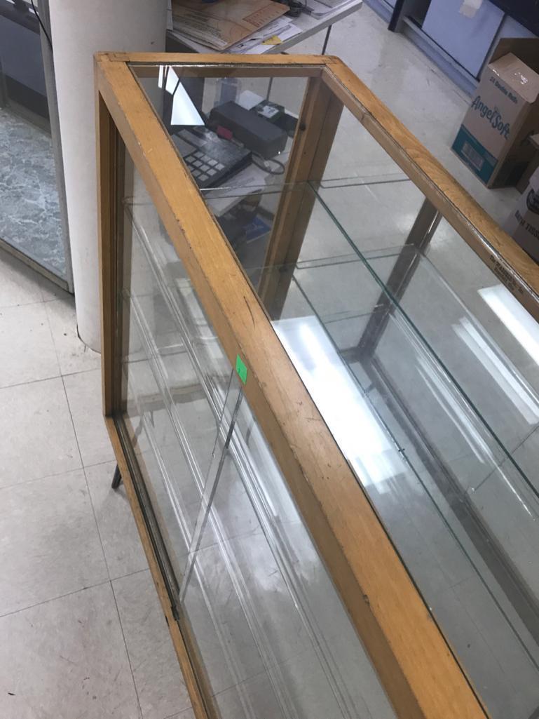 Smaller Glass Display Case with glass shelves, 36 inches wide, 14 inches deep, 42 inches tall