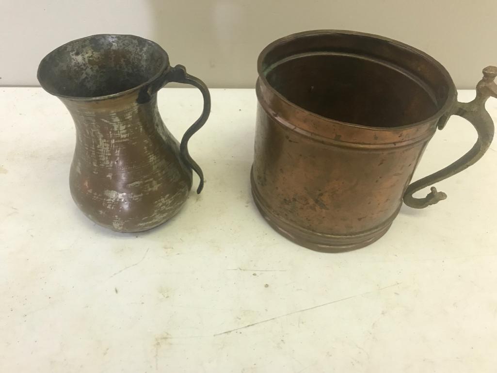 2 Vintage/ Antique Copper Vases with handles