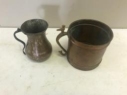 2 Vintage/ Antique Copper Vases with handles