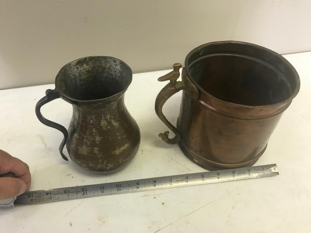 2 Vintage/ Antique Copper Vases with handles