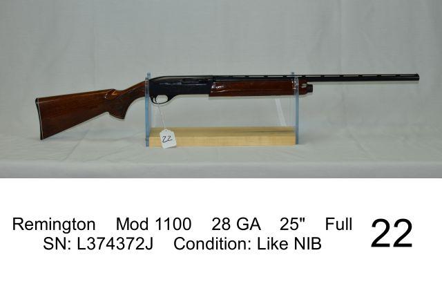 Remington    Mod 1100    28 GA    25"    Full    SN: L374372J    Condition: