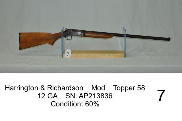 Harrington & Richardson    Mod    Topper 58    12 GA    SN: AP213836    Con