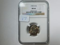 1950D JEFFERSON NICKEL (KEY DATE) NGC MS66