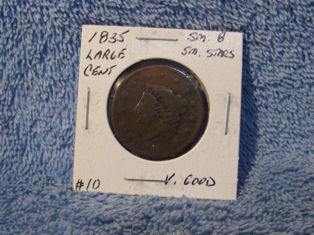 1835 SMALL-8 & STARS LARGE CENT G+